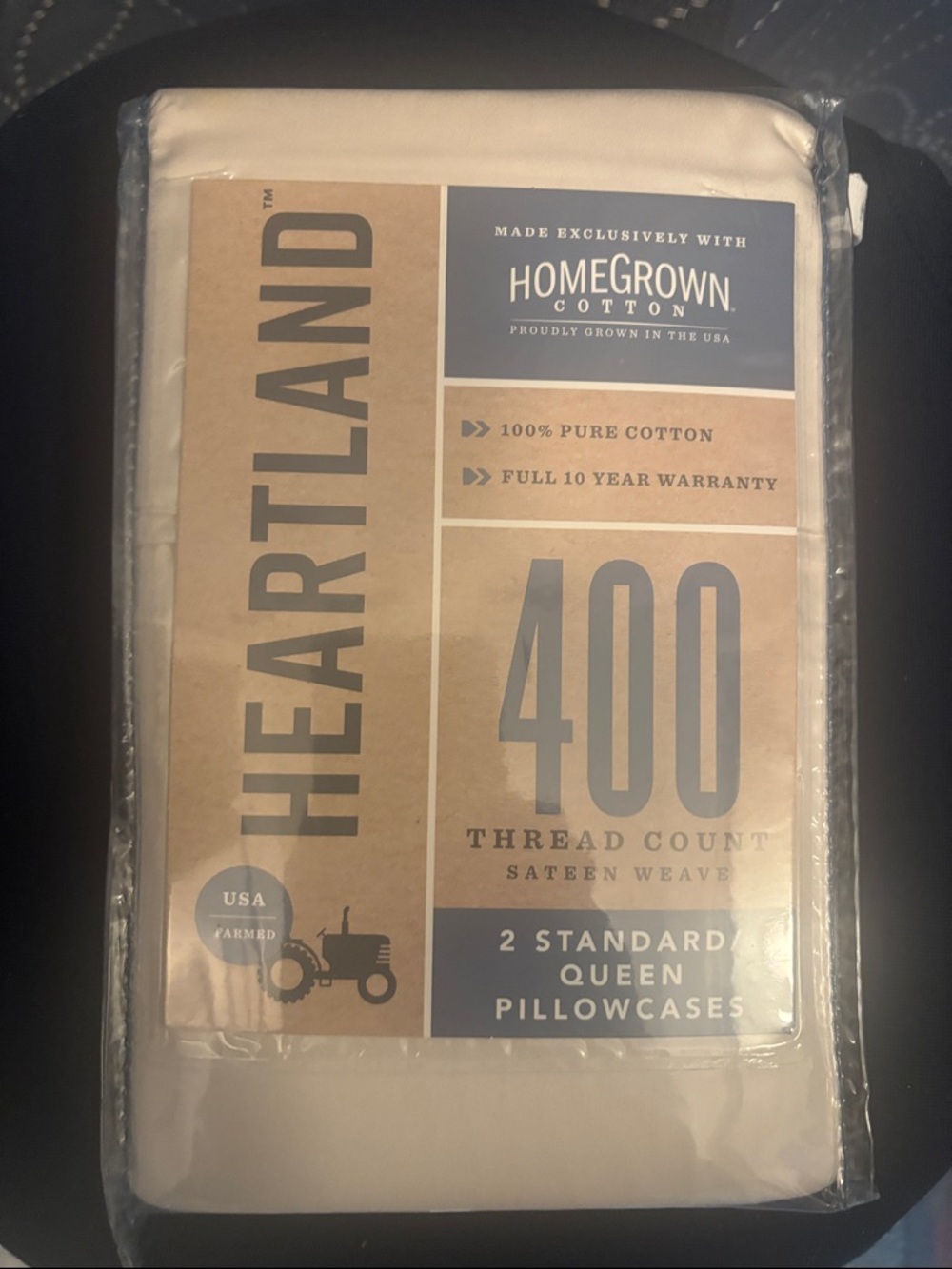 Heartland HomeGrown Cotton USA 400 TC 2 Queen Pillowcases - Ivory.